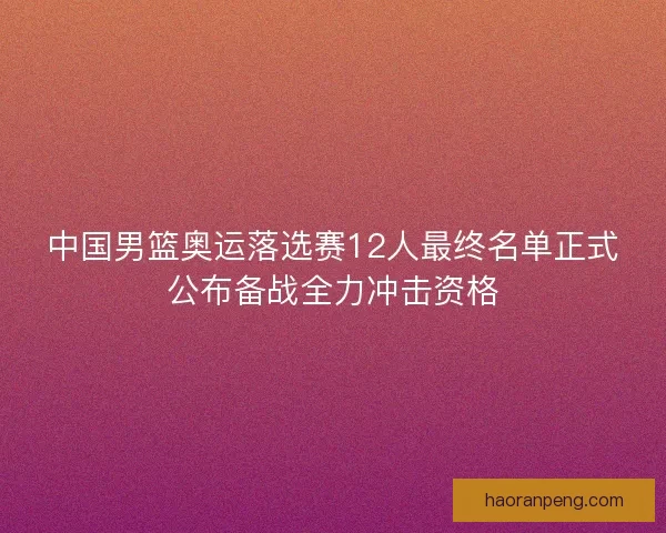 中国男篮奥运落选赛12人最终名单正式公布备战全力冲击资格